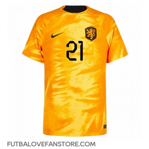 Holandsko Frenkie de Jong #21 Domáci futbalový dres MS 2022 Krátky Rukáv